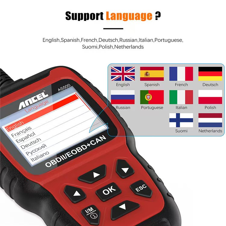 Car Diagnostic Tool - เครื่องมือวิเคราะห์เครื่องยนต์รถยนต์ รองรับหลายภาษา ฟังก์ชัน OBDII ครบถ้วน ตรวจสอบและซ่อมแซมข้อบกพร่อง