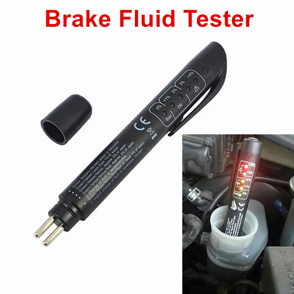 Car Diagnostic Tool - เครื่องทดสอบน้ำมันเบรครถเครื่องมือวิเคราะห์รถยนต์5 LED สำหรับ DOT3/DOT4/DOT5เครื่องตรวจจับคุณภาพน้ำมันดิจิตอลเครื่องมือรถยนต์